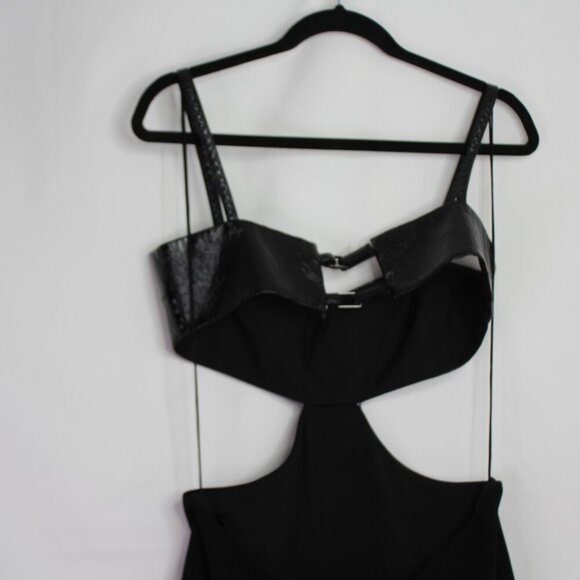Alexis Marsella Dress Black Square Neck Midi Cutout Size Large - Picture 9 of 14